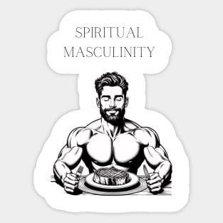 The Grateful Carnivore: Man eating steak being thankful Sticker